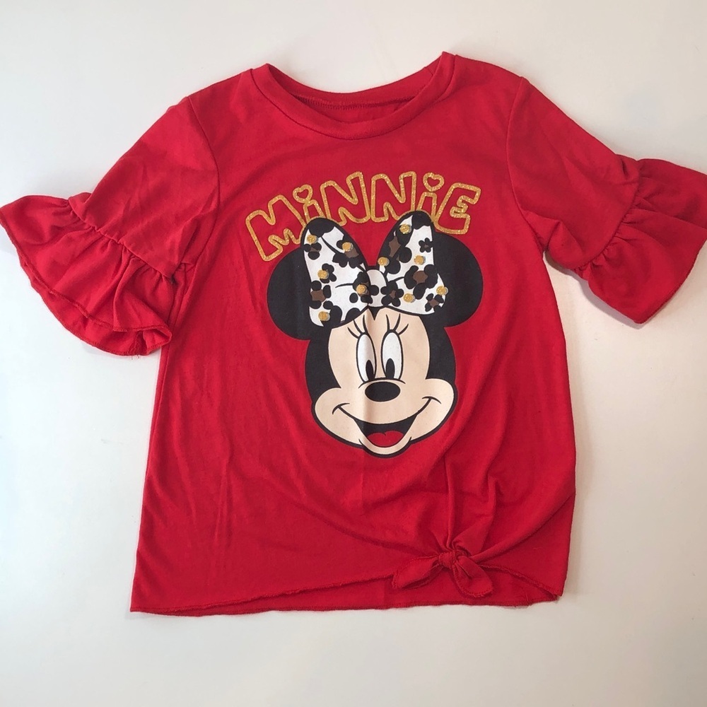 Disney Minnie Mouse Red Ruffle Short Sleeve Graphic Tee Girls 5T New or like new